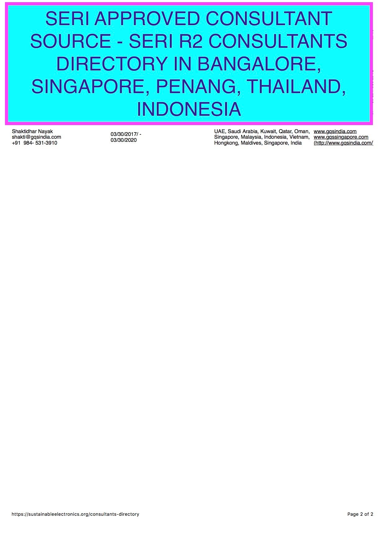You are currently viewing SERI R2 Certification Singapore, Penang, Bangkok, Manila, Australia, Hongkong