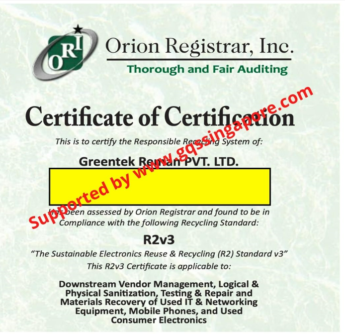 Read more about the article GREENTEK R2 Version 3 CERTIFIED First in Asia Pacific