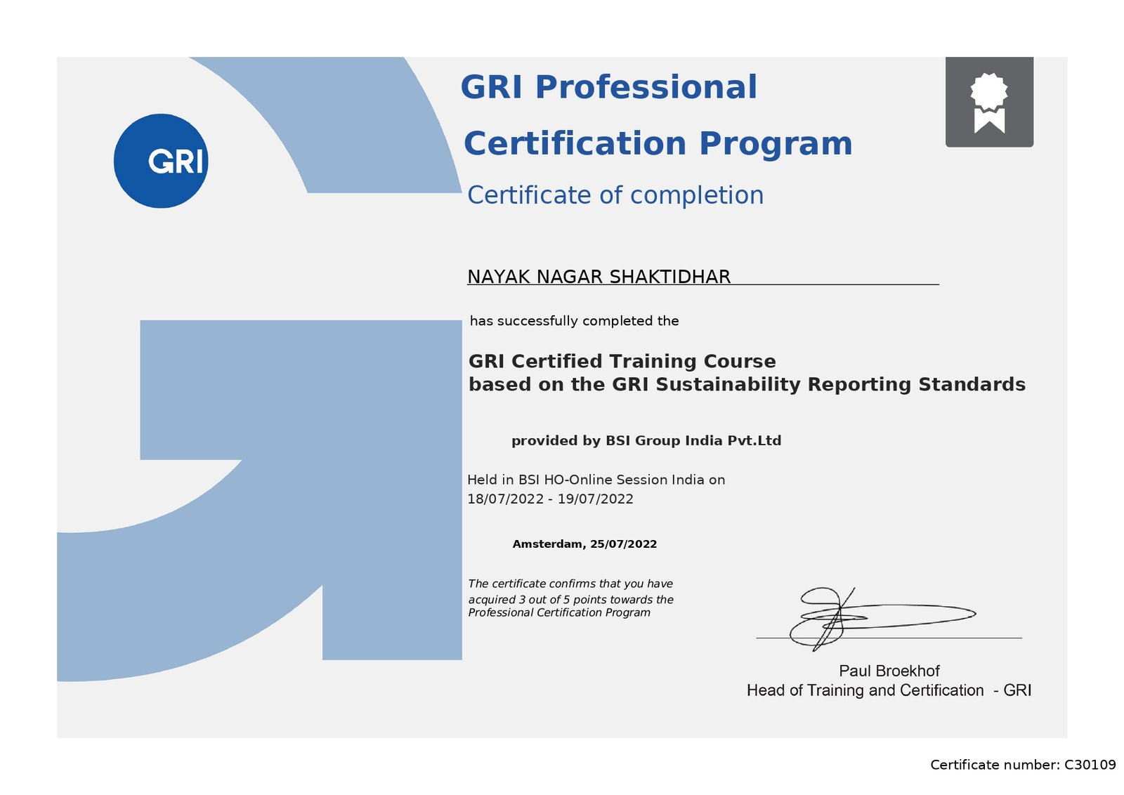 Read more about the article ESG Reporting  GRI trained Consultant