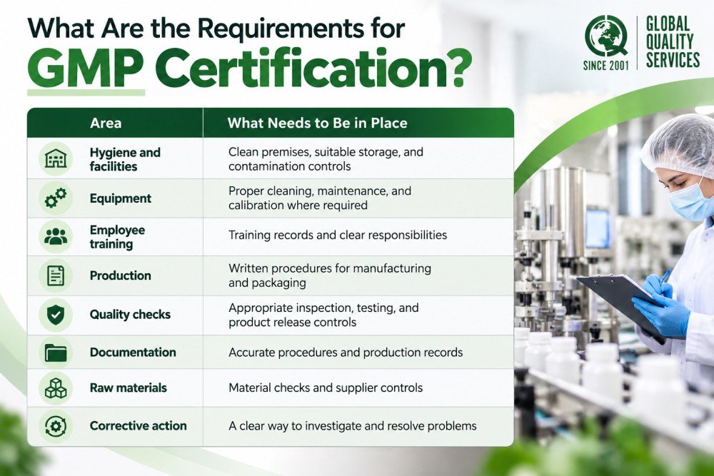 GMP Certification Requirements Infographic
