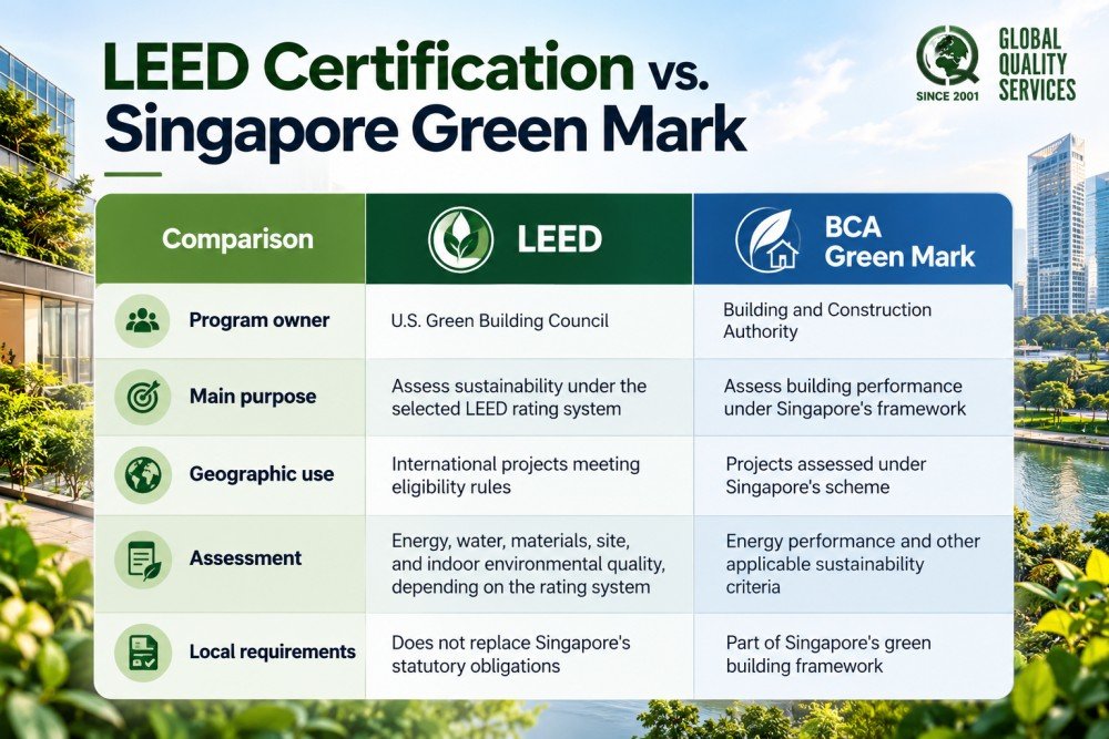 LEED vs. Green Mark Comparison Infographic